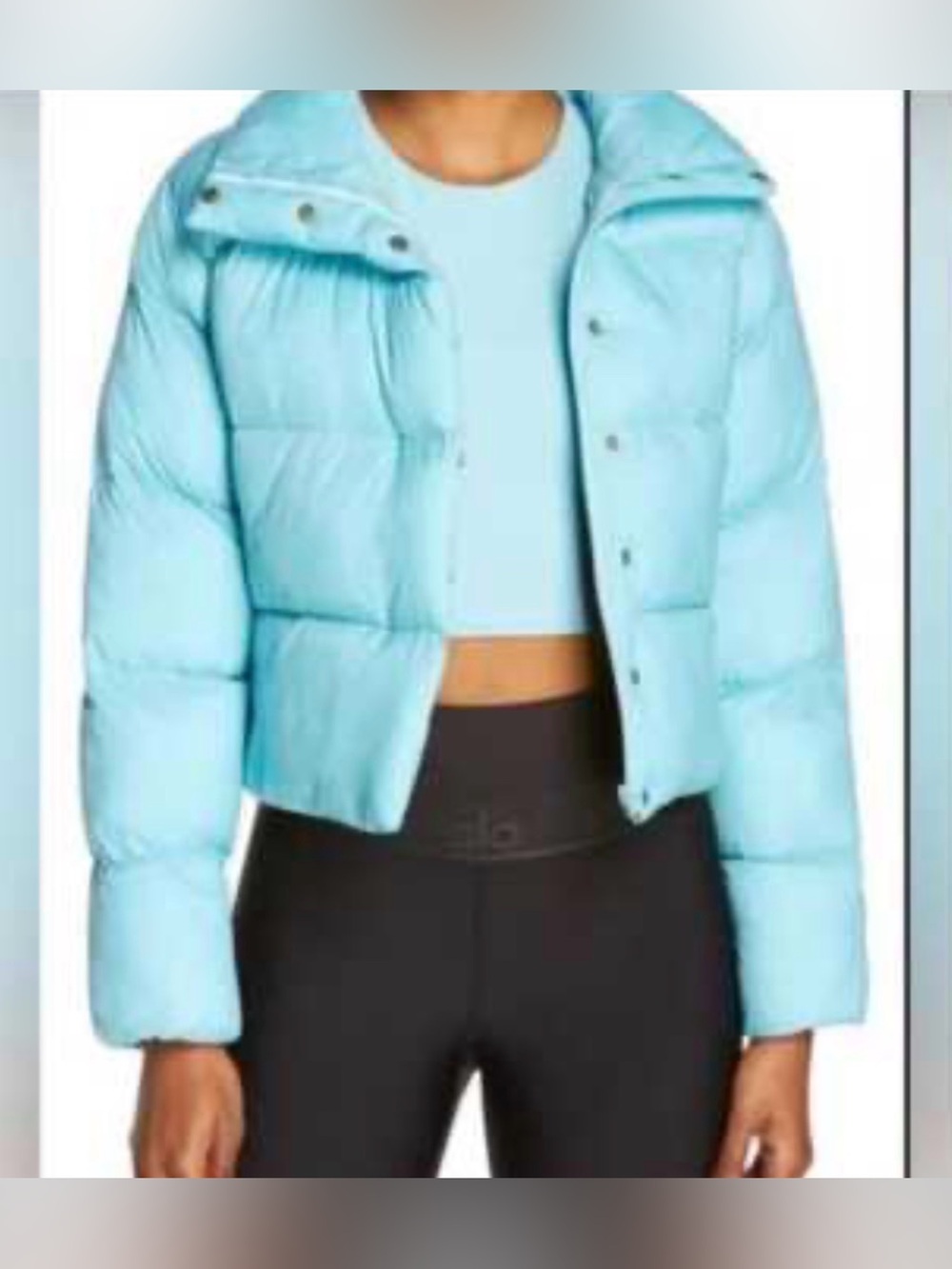 ALO Yoga Light Blue Cropped Puffer Jacket